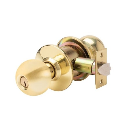 Trans Atlantic Co. SVB Series Bright Brass Grade 2 Standard Duty Commercial Cylindrical Entry Door Knob with Lock DL-SVB53-US3